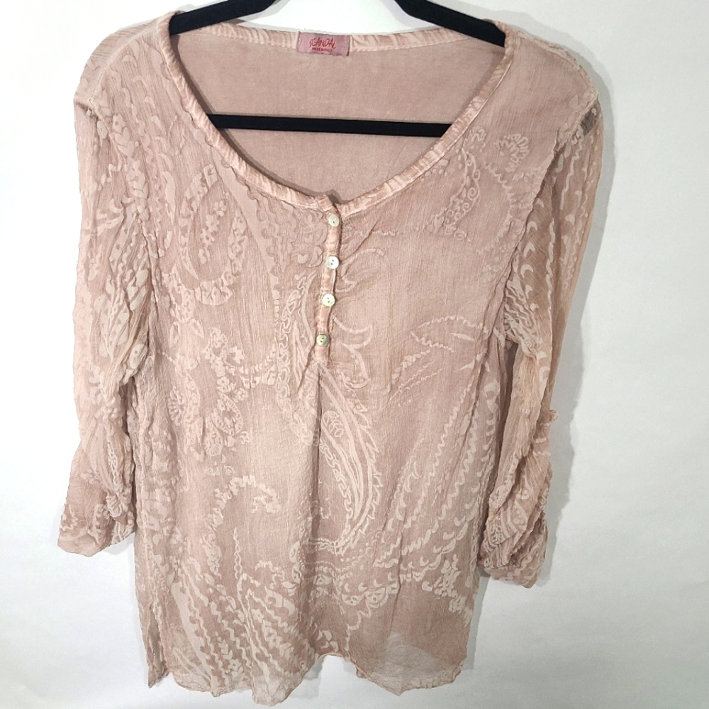 Scandal Italy‎ Women's Size S/M Mauve Silk Blouse Top Shirt